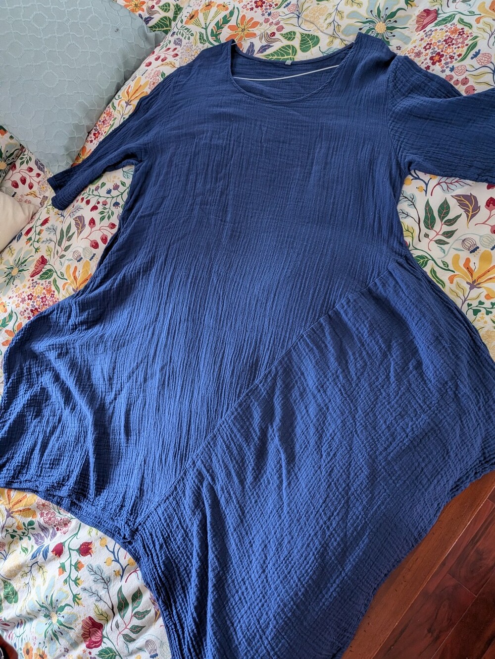 Relaxed Navy Gauze Tunic Top - Women